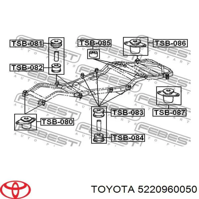 5220960050 Toyota casquillo, suspensión de cabina