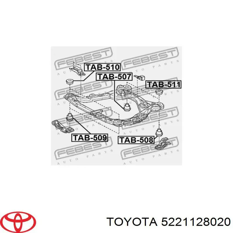 Buje silencioso del subchasis delantero Toyota 5221128020 precio, desde 18,97 EUR