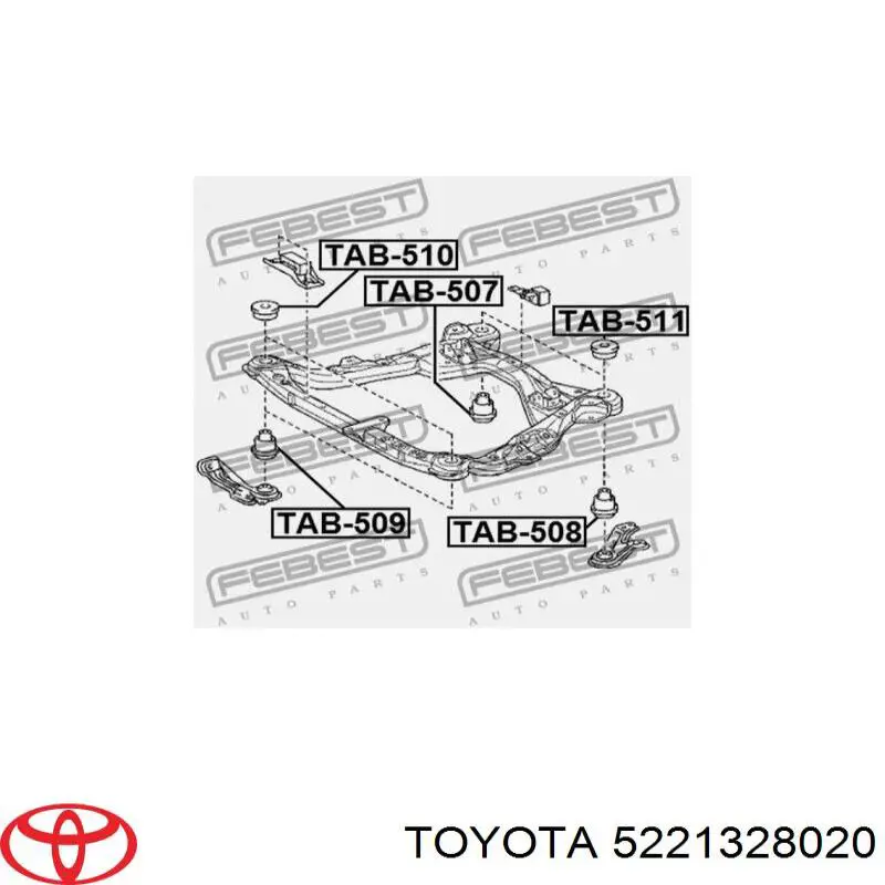 Comprar 5221328020 Toyota Buje silencioso del subchasis delantero
