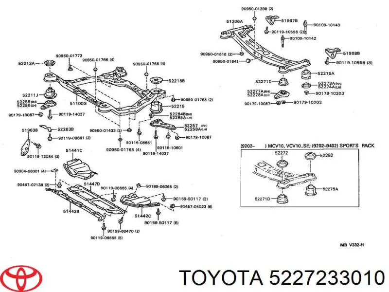 Silentblock del subchasis trasero Toyota 5227233010 precio, desde 27,94 EUR