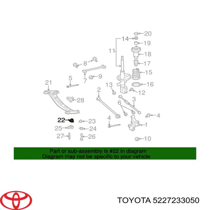 Silentblock del subchasis trasero Toyota 5227233050 precio, desde 14,12 EUR