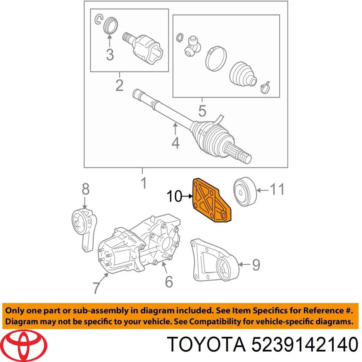Soporte, diferencial eje trasero, delantero para Toyota RAV4 (A3)