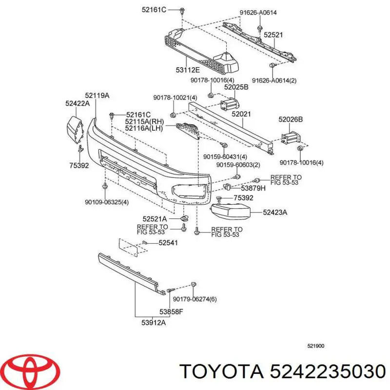 Listón embellecedor/protector, paragolpes delantero derecho para Toyota Fj Cruiser 