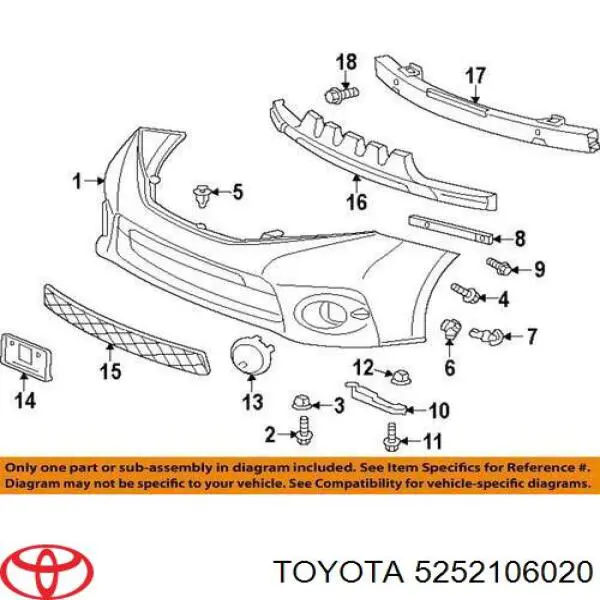 Soporte de parachoques delantero central para Toyota Camry (V40)