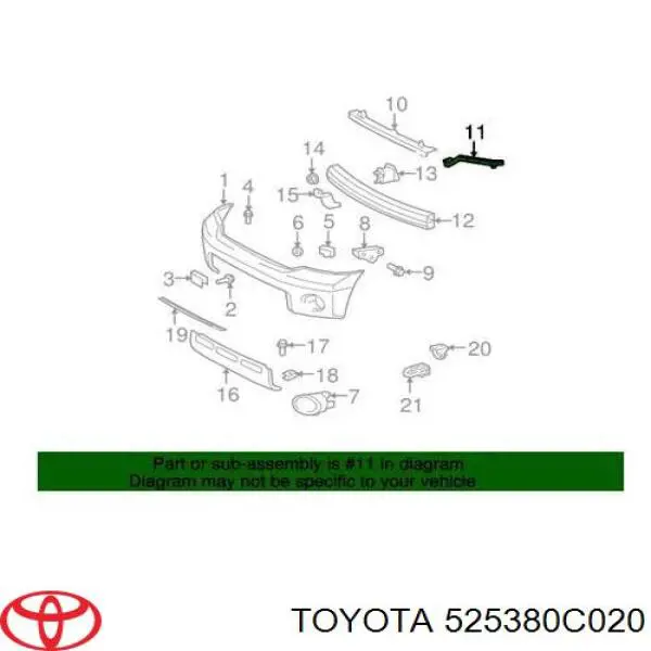 Soporte de guía para parachoques delantero, izquierdo para Toyota Sequoia (K6)