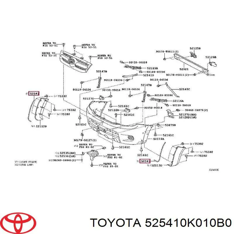 Defensa delantera tipo canguro Toyota 525410K010B0 precio, desde 5,75 EUR