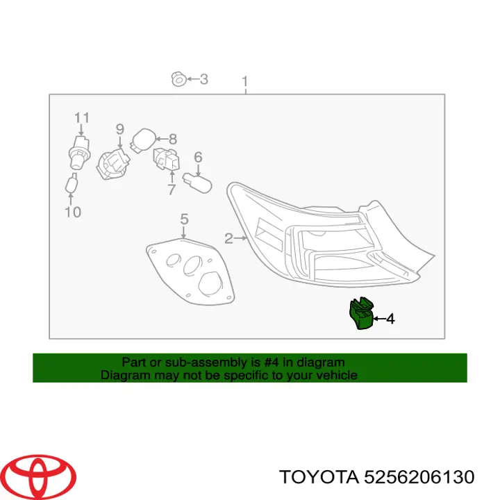 5256206130 Toyota clip de atadura de una linterna trasera