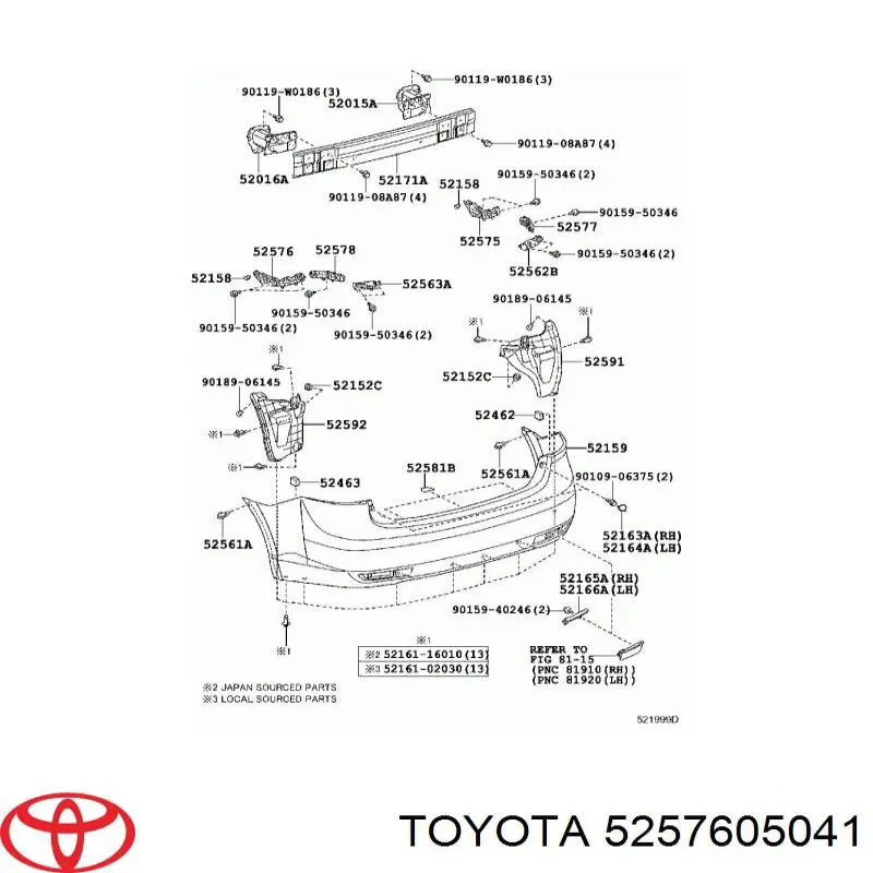 Comprar 5257605040 Toyota Soporte de parachoques trasero izquierdo