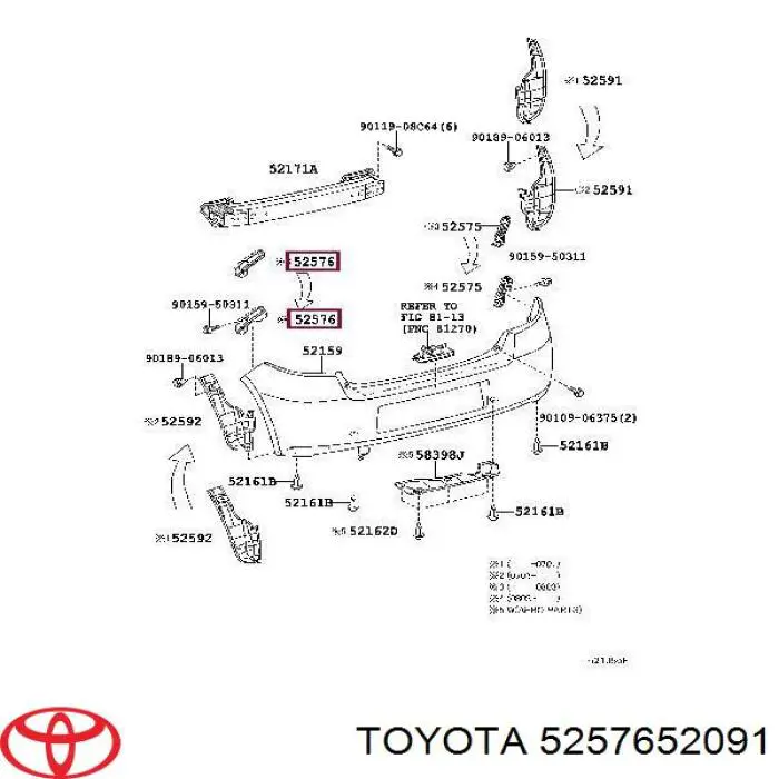 5257652091 Toyota soporte de parachoques delantero izquierdo