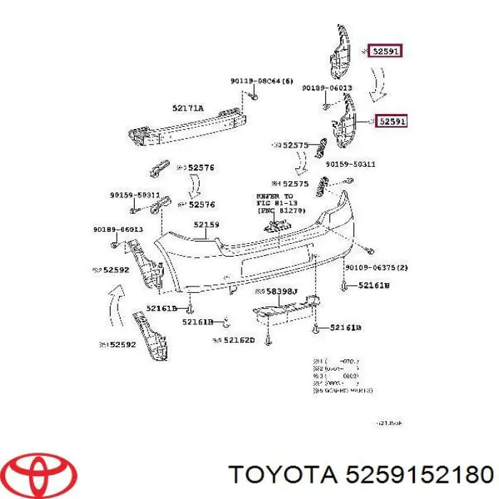 Faldilla guardabarro trasera derecha para Toyota Yaris (SP90)