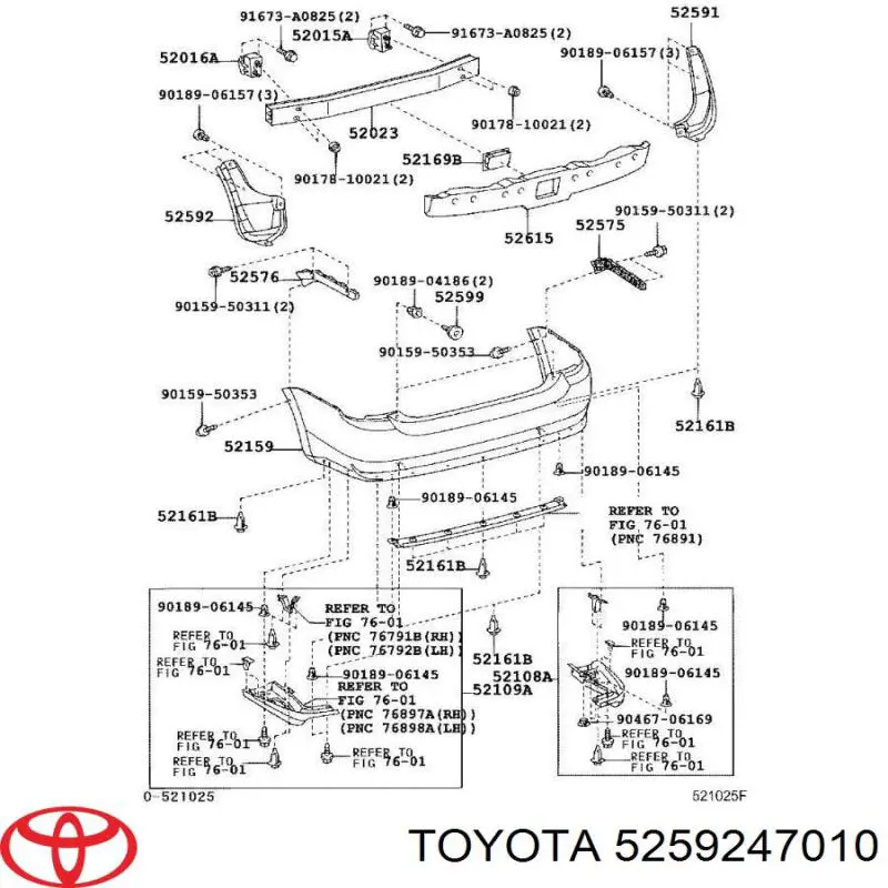 5259247010 Toyota Protector de parachoques trasero