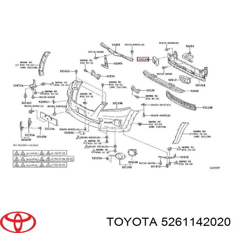 Absorbedor del parachoques delantero Toyota 5261142020 precio, desde 18,77 EUR