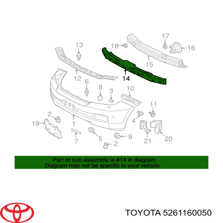 5261160050 Toyota absorbente parachoques delantero
