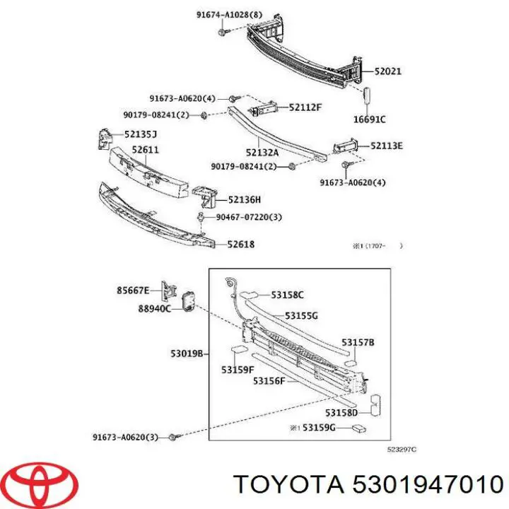 Persiana del radiador Toyota 5301947010 precio, desde 189,24 EUR