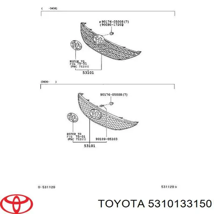 Parrilla Toyota Camry Toyota Camry (V30) 