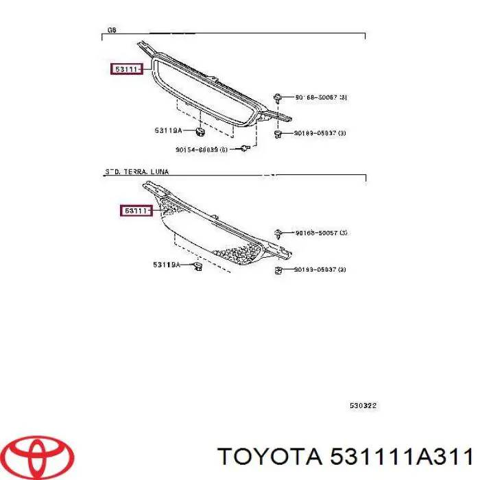 Parrilla 531111A311 Toyota