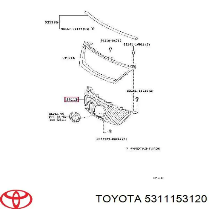 Rejilla delantera Toyota 5311153120 precio, desde 74,08 EUR