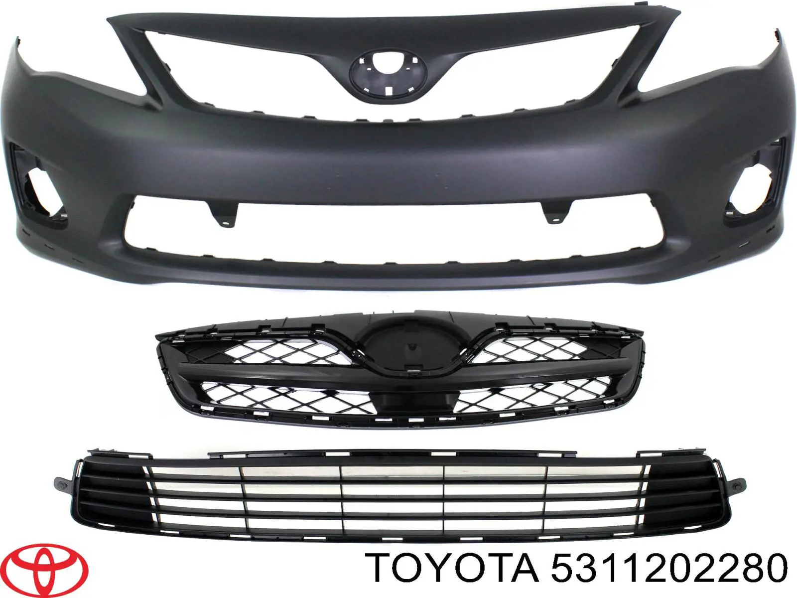 5311202280 Toyota rejilla de ventilación, parachoques delantero