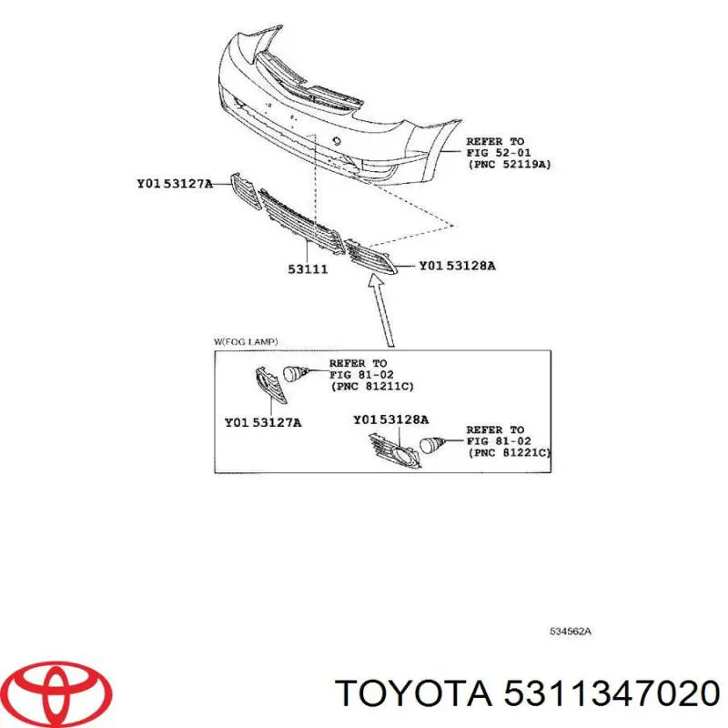5311347020 Toyota panal de radiador izquierda
