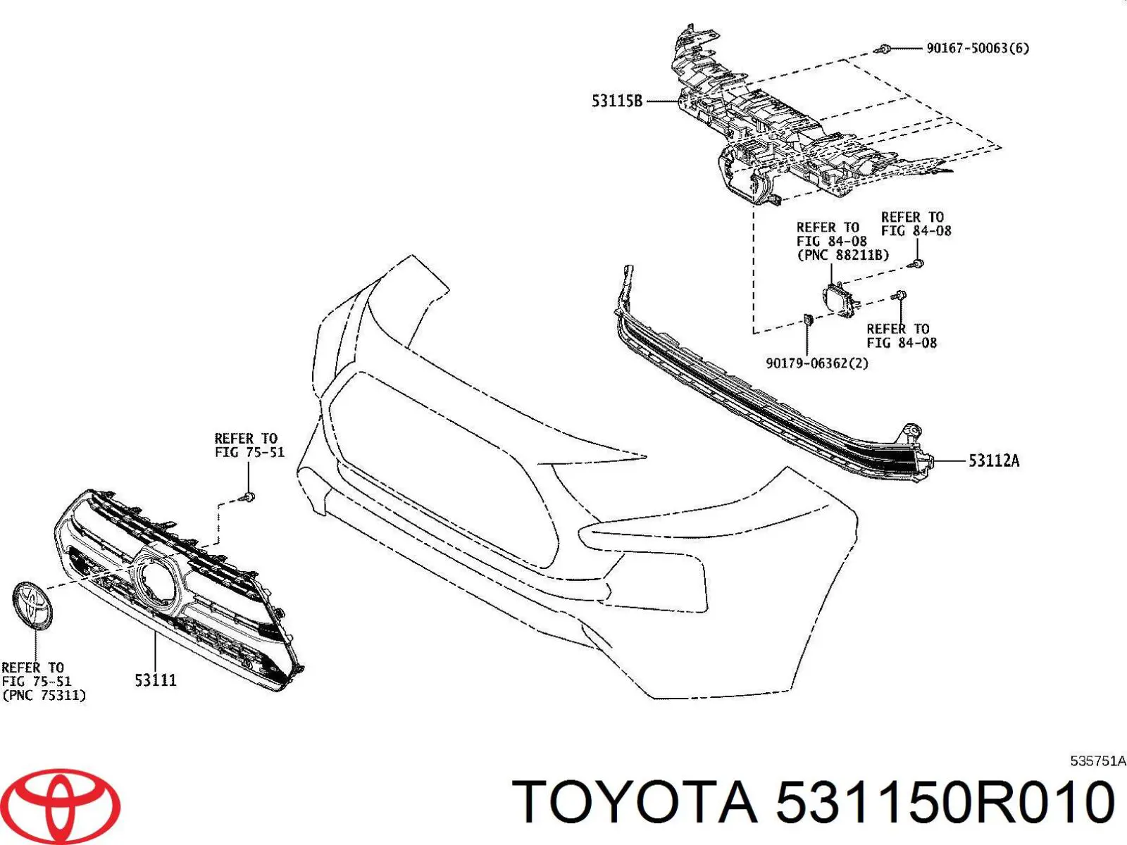 Soporte de parrilla del radiador Toyota 531150R010 precio, desde 141,12 EUR
