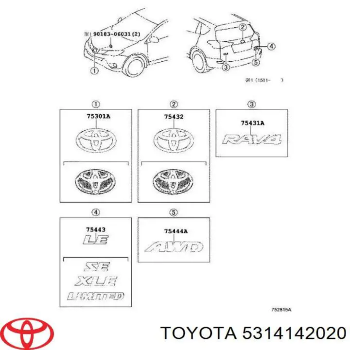 5314142020 Toyota logotipo del radiador i