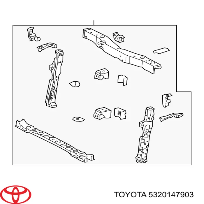 Soporte de radiador completo (panel de montaje para foco) para Toyota Prius (ZVW30)