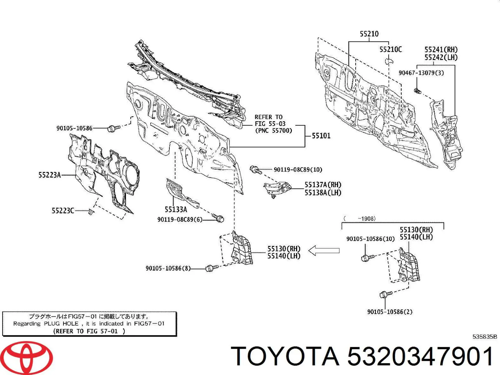 Soporte de radiador izquierdo para Toyota Prius (ZVW5)