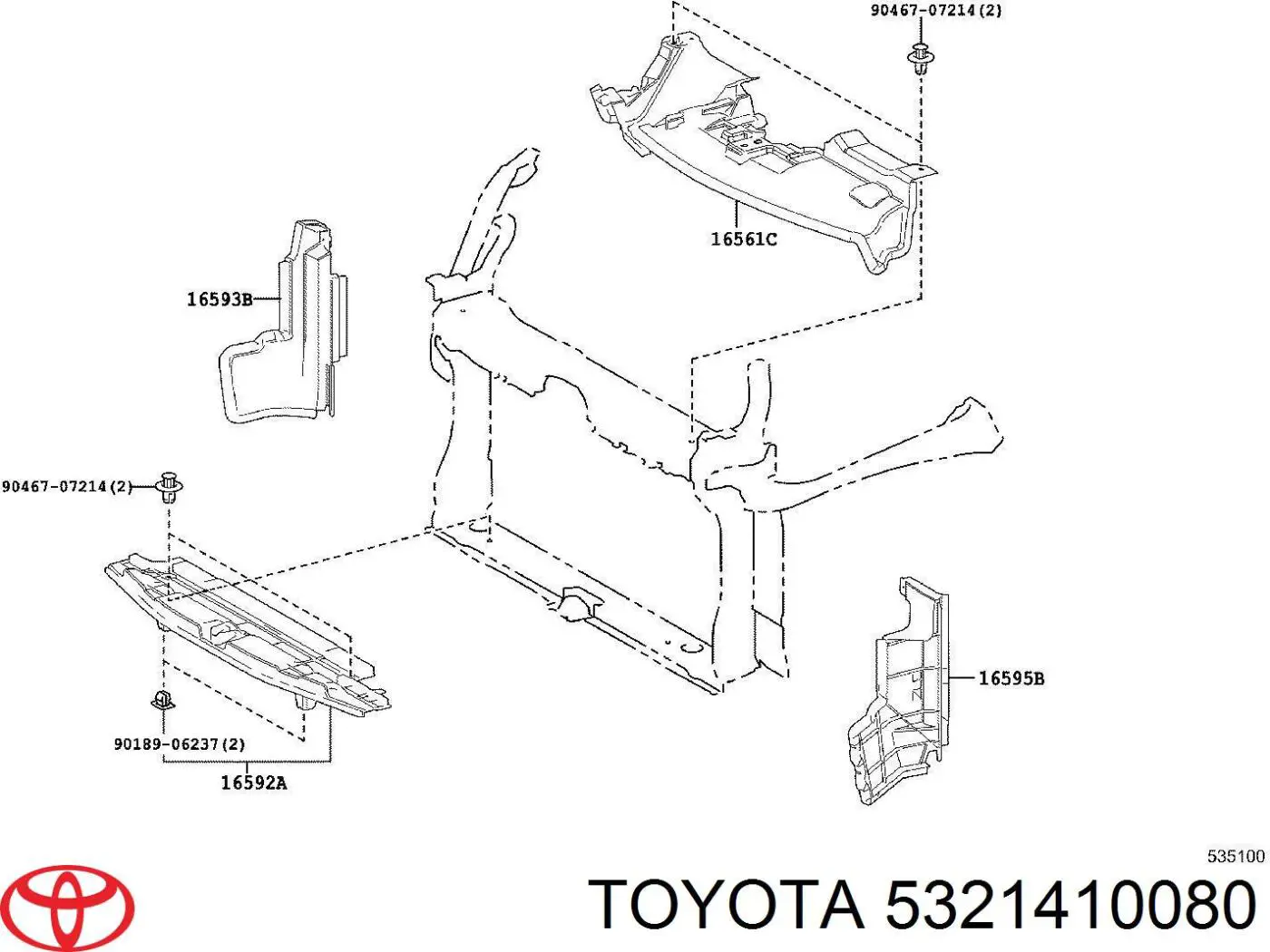 Soporte de radiador superior (panel de montaje para foco) para Toyota C-HR (X10)