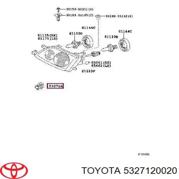 5327120020 Toyota soporte(adaptadorPara Montaje De Faros Delanteros)