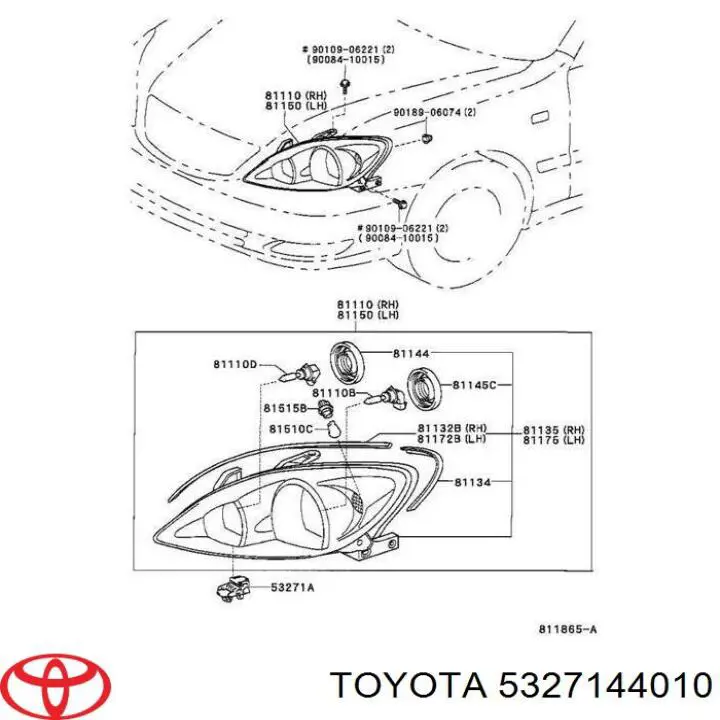 Soporte de montaje del faro delantero Toyota 5327144010 precio, desde 13,40 EUR