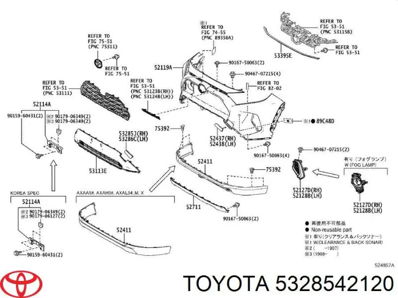 Cobertura de parachoques, enganche de remolque, delantera derecha para Toyota RAV4 (A5)