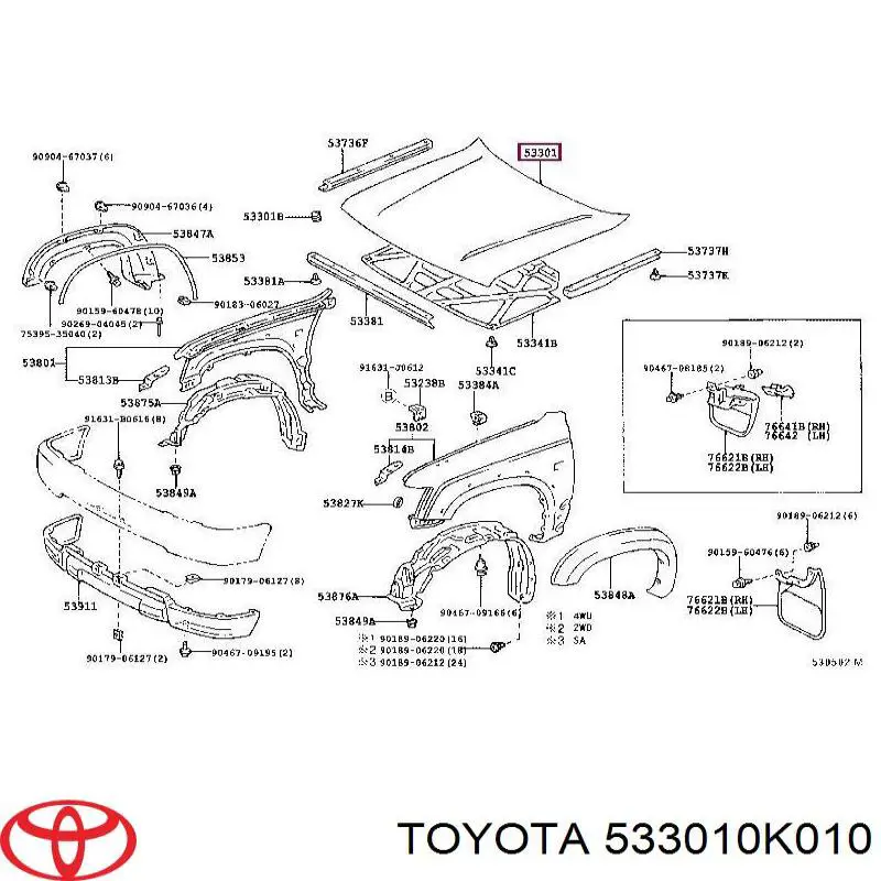 Capot para Toyota FORTUNER N5, N6