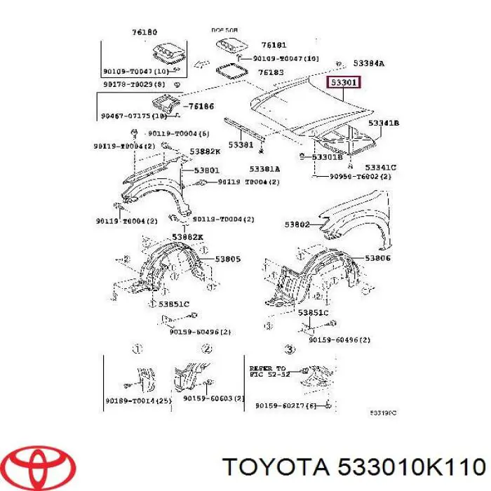 Comprar 533010K111 Toyota Capó