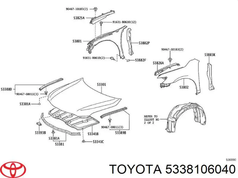 Junta del capó para Toyota Camry (V40)