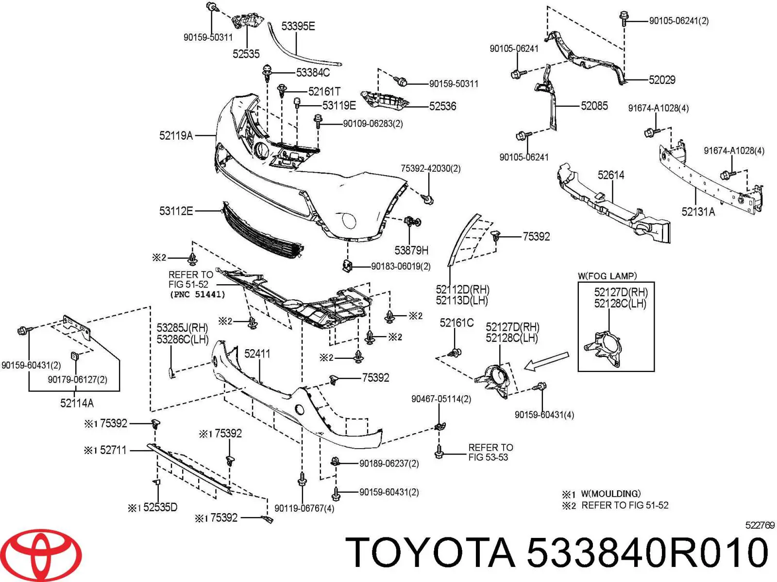 Clips de fijación para rejilla de radiador de panel para Toyota RAV4 (A4)