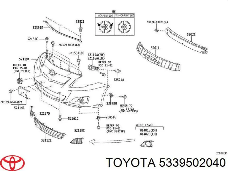 Junta de parachoques delantero para Toyota Corolla (E15)
