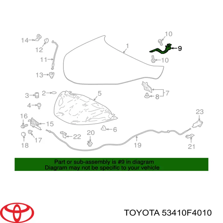 Bisagra de capot derecha para Toyota C-HR (X10)