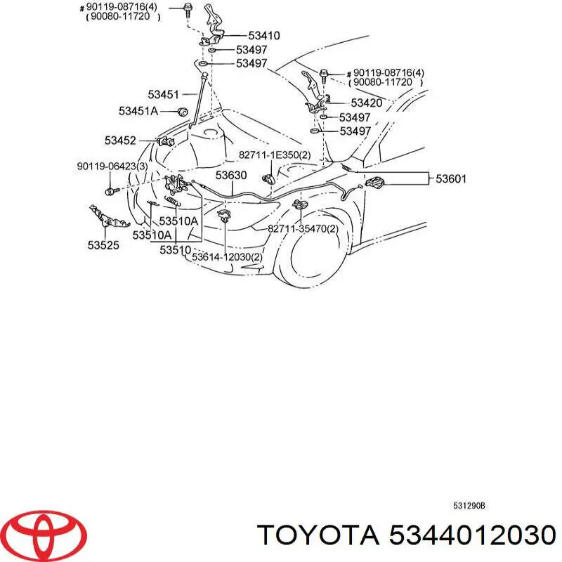 Soporte de capó Toyota 5344012030 precio, desde 31,46 EUR