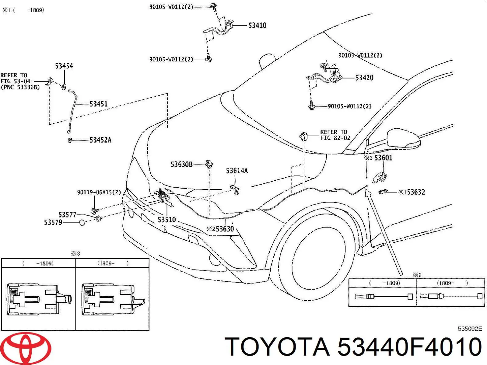 53440F4010 Toyota Soporte de capó