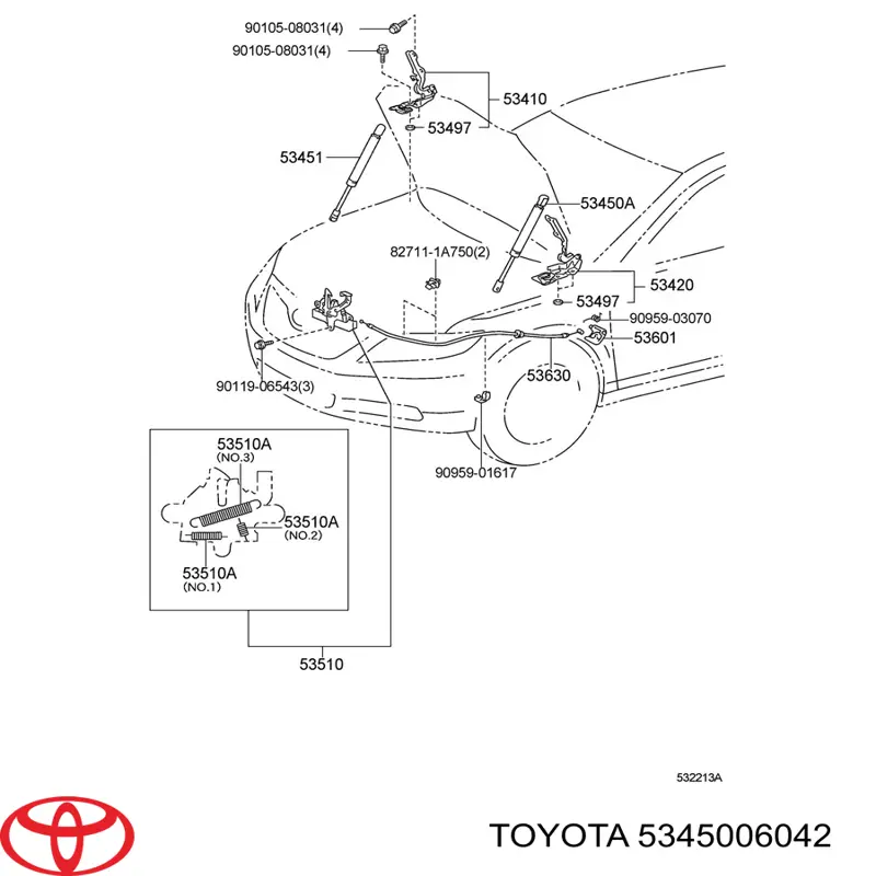 Comprar 5345006050 Toyota Amortiguador de capó izquierdo