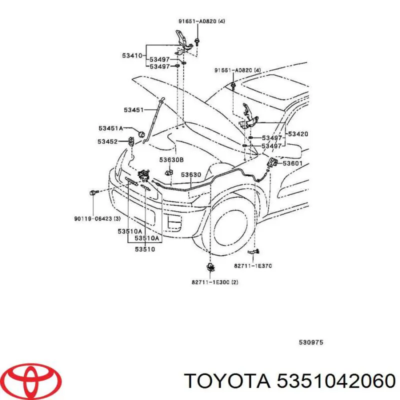 Cerradura de capó Toyota 5351042060 precio, desde 34,85 EUR