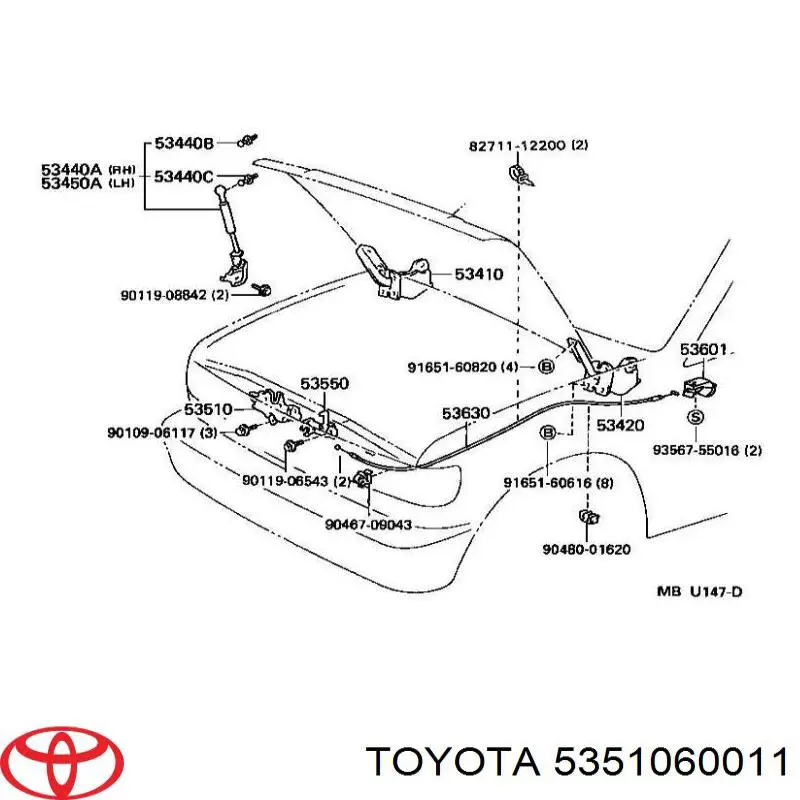 Cerradura de Capot para Toyota Land Cruiser 80 J8