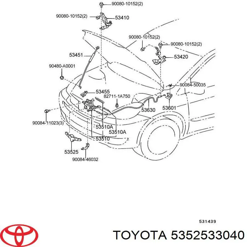 5352533040 Toyota cierre de capó