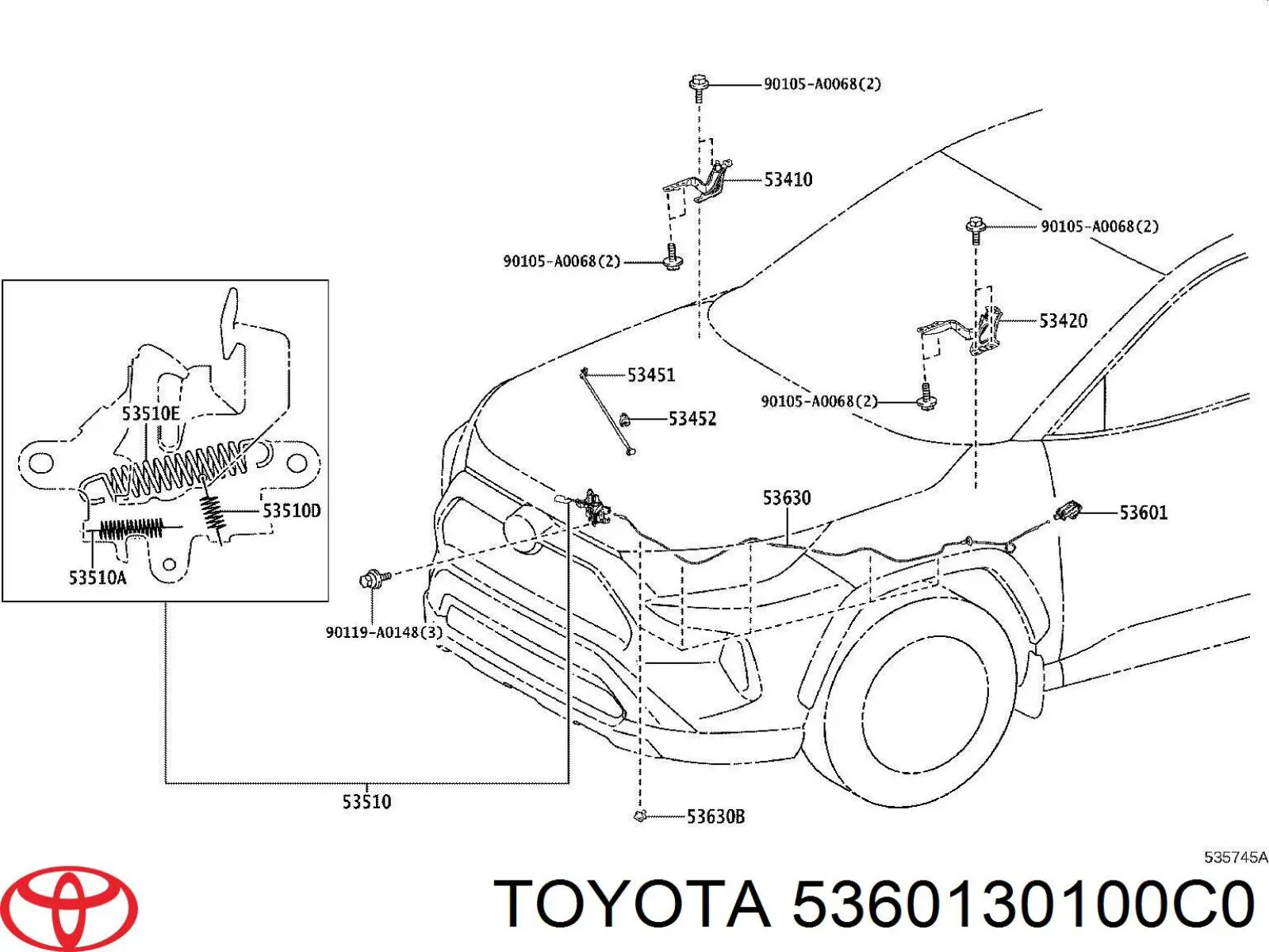 Palanca de apertura del capó Toyota 5360130100C0 precio, desde 42,11 EUR
