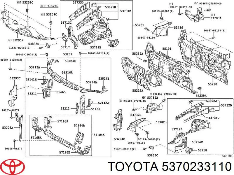 Arco de guardabarros delantero izquierdo Toyota 5370233110 precio, desde  