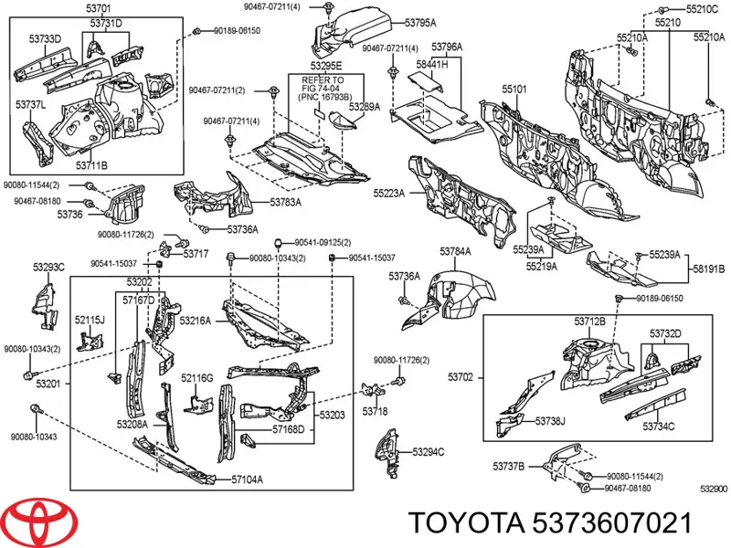 5373607021 Toyota guardabarros de guardia de un arco delantero de un ala