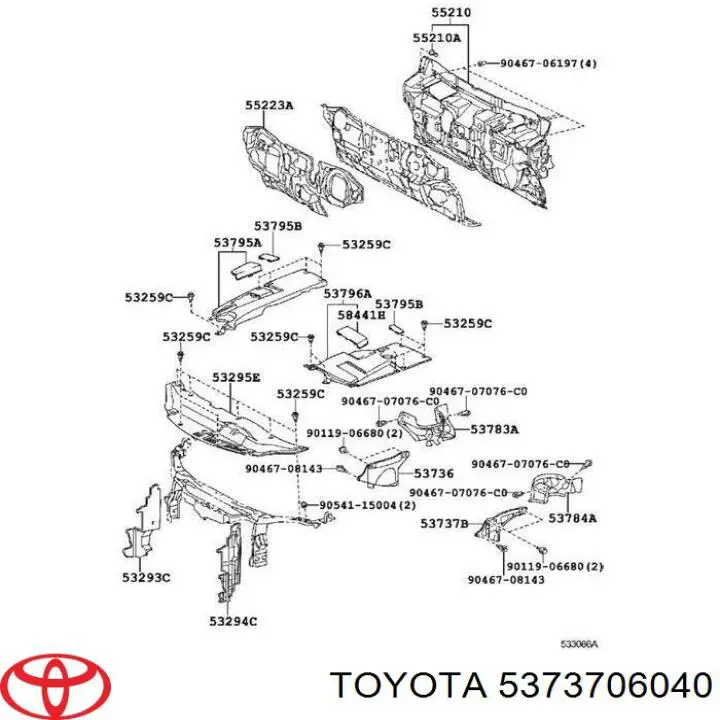 Comprar 5373706040 Toyota Protector contra salpicaduras del paso de rueda delantero