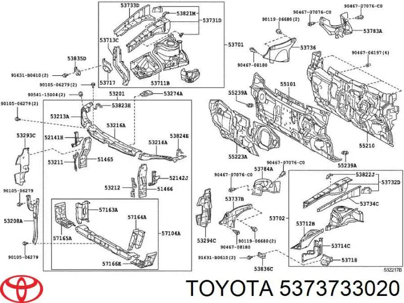 5373733020 Toyota guardabarros de guardia de un arco delantero de un ala