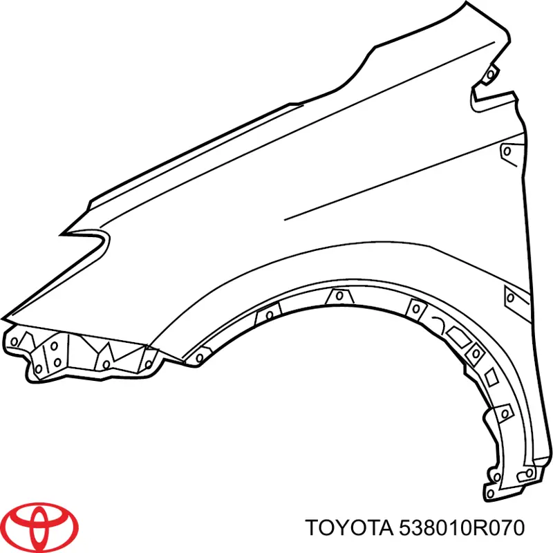 538010R070 Toyota guardabarros delantero derecho