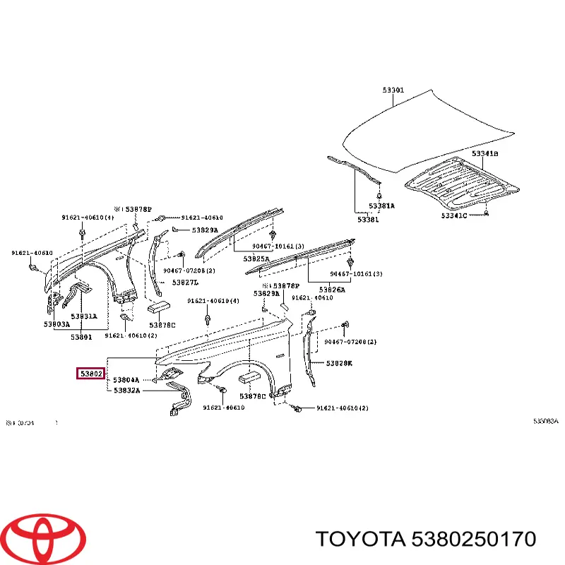 Aleta delantera izquierda para Lexus LS 600H/600HL UVF4